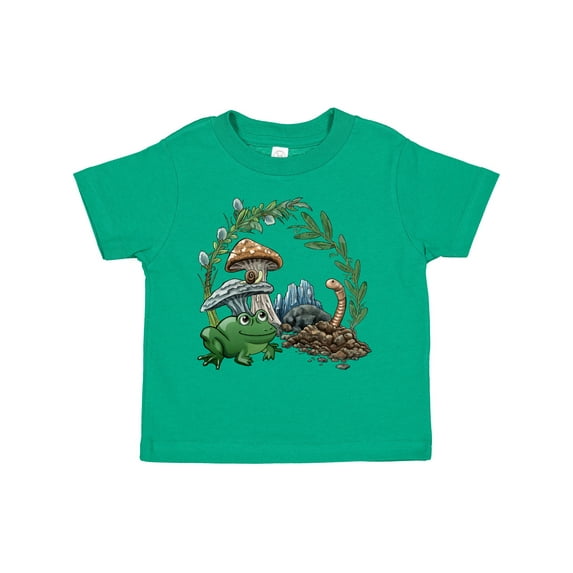Inktastic Frog, Worm, Mushrooms Nature Scene Boys or Girls Toddler T-Shirt