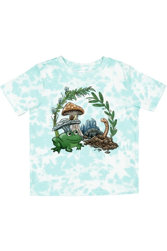 Frog, Worm, Mushrooms Nature Scene Boys or Girls Toddler T-Shirt