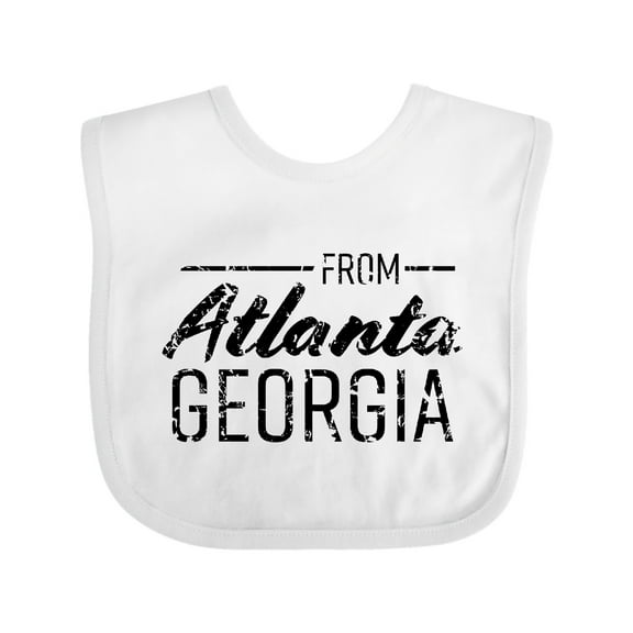 Inktastic From Atlanta Georgia in Black Distressed Text Boys or Girls Baby Bib