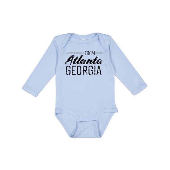 Inktastic From Atlanta Georgia in Black Distressed Text Boys or Girls Long Sleeve Baby Bodysuit