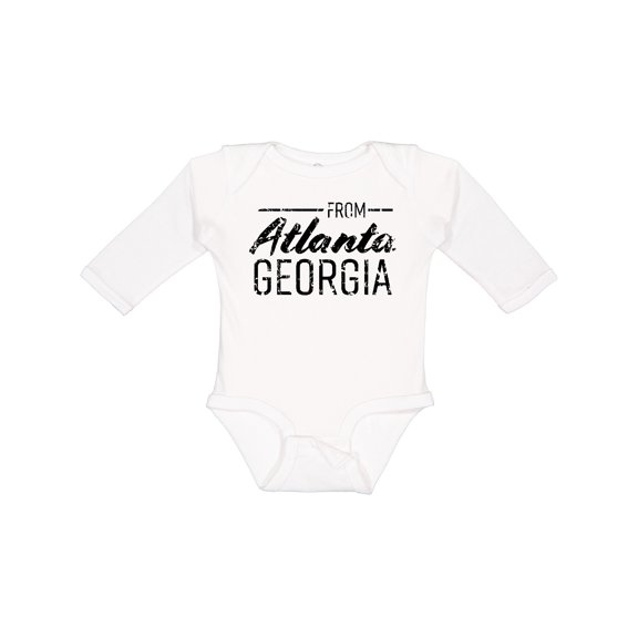 Inktastic From Atlanta Georgia in Black Distressed Text Boys or Girls Long Sleeve Baby Bodysuit