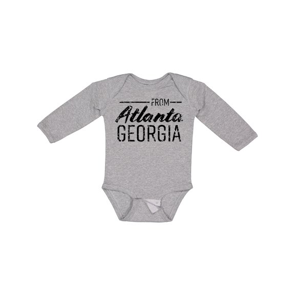 Inktastic From Atlanta Georgia in Black Distressed Text Boys or Girls Long Sleeve Baby Bodysuit