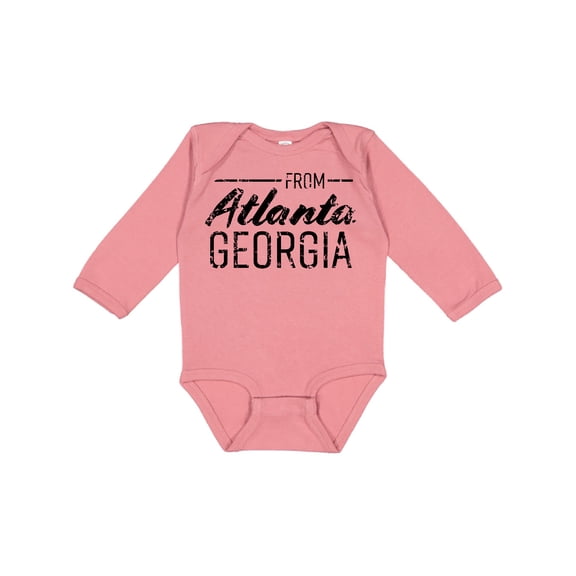 Inktastic From Atlanta Georgia in Black Distressed Text Boys or Girls Long Sleeve Baby Bodysuit