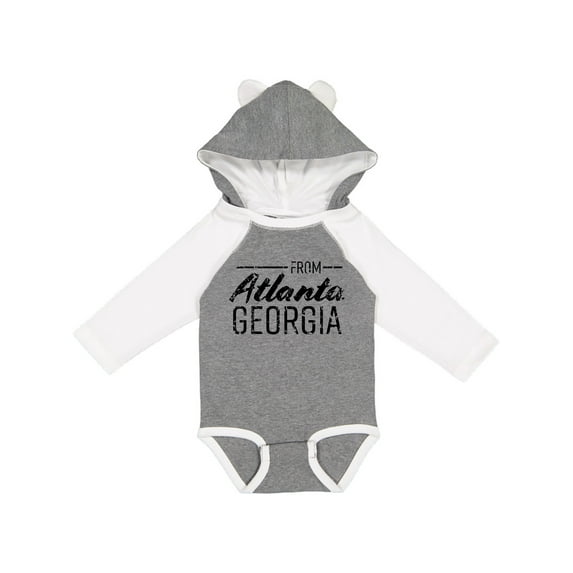 Inktastic From Atlanta Georgia in Black Distressed Text Boys or Girls Long Sleeve Baby Bodysuit