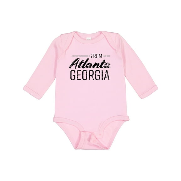 Inktastic From Atlanta Georgia in Black Distressed Text Boys or Girls Long Sleeve Baby Bodysuit