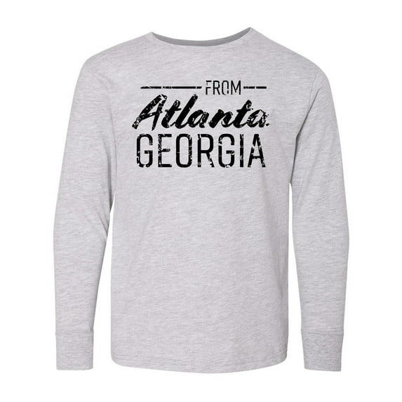Inktastic From Atlanta Georgia in Black Distressed Text Long Sleeve Youth T-Shirt