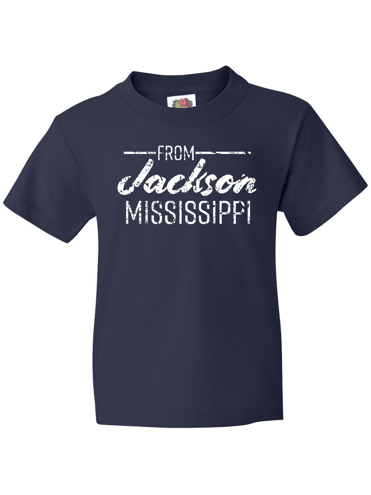 Inktastic From Jackson Mississippi in White Distressed Text Youth T-Shirt - image 1 of 4