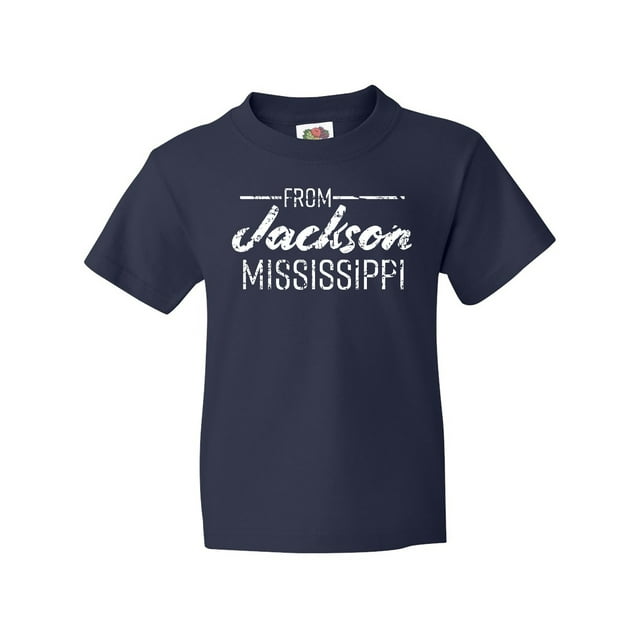 Inktastic From Jackson Mississippi in White Distressed Text Youth T-Shirt