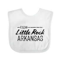 Inktastic From Little Rock Arkansas in Black Distressed Text Boys or Girls Baby Bib