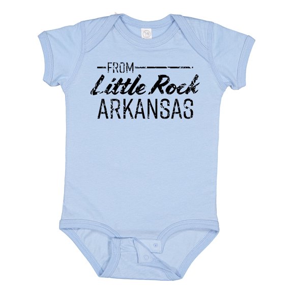 Inktastic From Little Rock Arkansas in Black Distressed Text Boys or Girls Baby Bodysuit