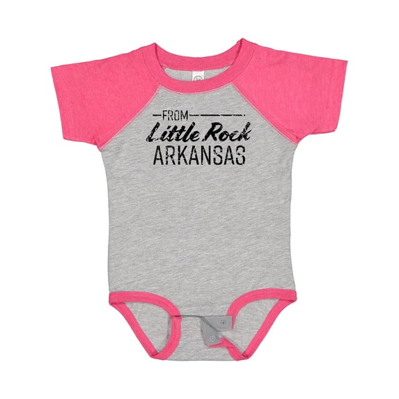 Inktastic From Little Rock Arkansas in Black Distressed Text Boys or Girls Baby Bodysuit