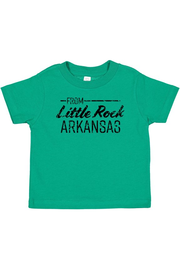 From Little Rock Arkansas in Black Distressed Text Boys or Girls Baby T-Shirt