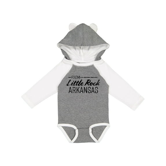 Inktastic From Little Rock Arkansas in Black Distressed Text Boys or Girls Long Sleeve Baby Bodysuit