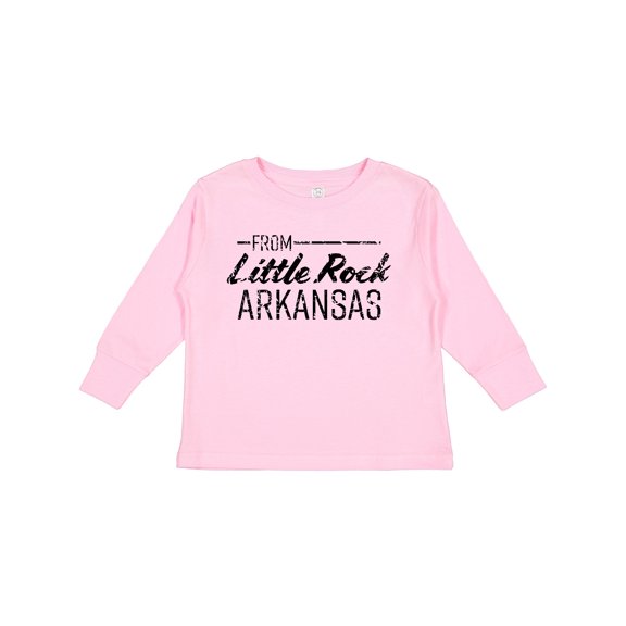 Inktastic From Little Rock Arkansas in Black Distressed Text Boys or Girls Long Sleeve Toddler T-Shirt