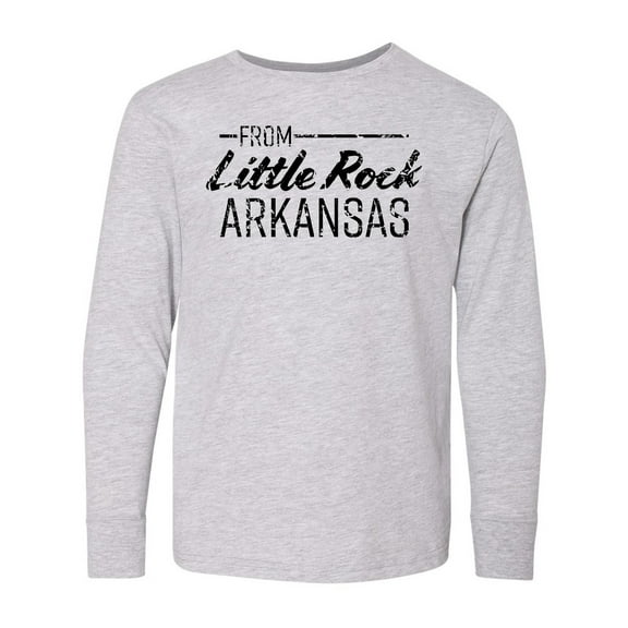 Inktastic From Little Rock Arkansas in Black Distressed Text Long Sleeve Youth T-Shirt