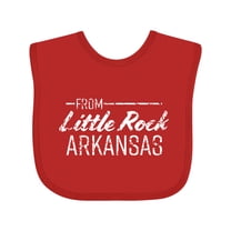 Inktastic From Little Rock Arkansas in White Distressed Text Boys or Girls Baby Bib