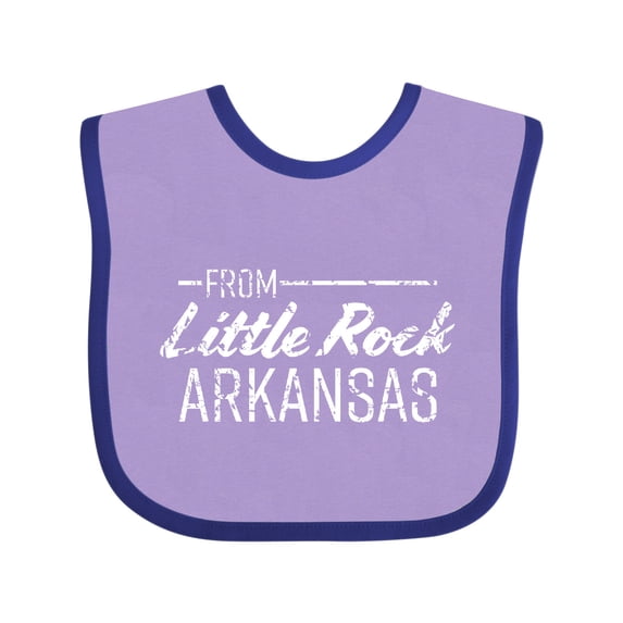Inktastic From Little Rock Arkansas in White Distressed Text Boys or Girls Baby Bib