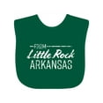 thumbnail image 1 of Inktastic From Little Rock Arkansas in White Distressed Text Boys or Girls Baby Bib, 1 of 4