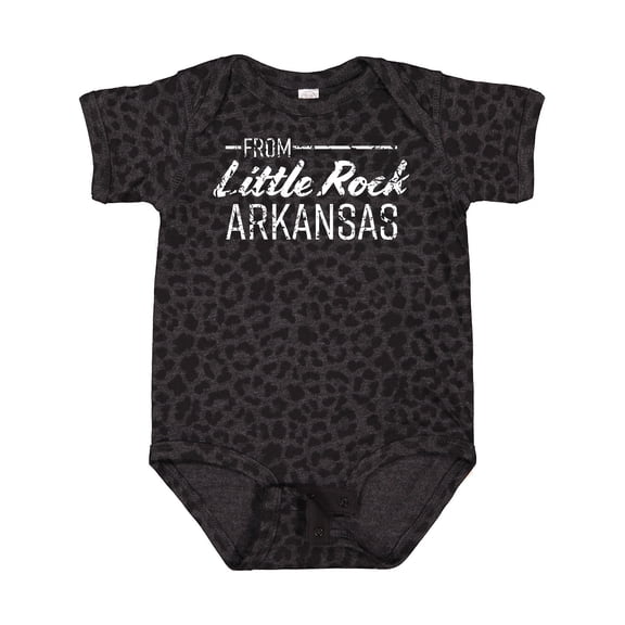 Inktastic From Little Rock Arkansas in White Distressed Text Boys or Girls Baby Bodysuit