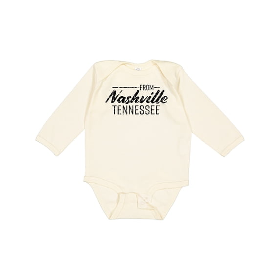 Inktastic From Nashville, Tennessee- State Capital Distressed Text Boys or Girls Long Sleeve Baby Bodysuit