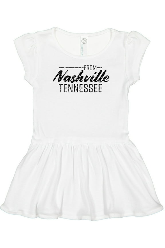 From Nashville, Tennessee- State Capital Distressed Text Girls Baby Dress