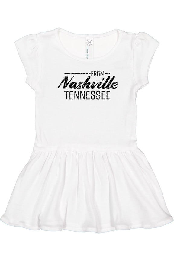 From Nashville, Tennessee- State Capital Distressed Text Girls Toddler Dress