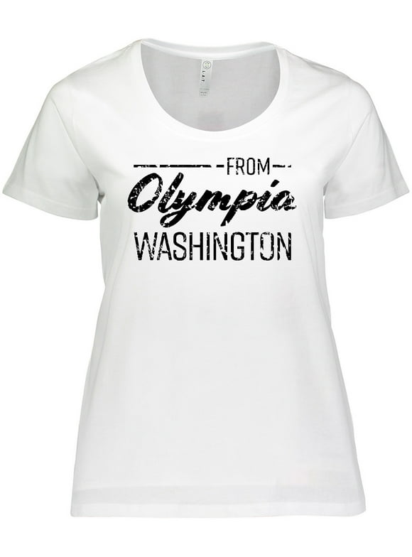 Inktastic From Olympia Washington in Black Distressed Text Women's Plus Size T-Shirt