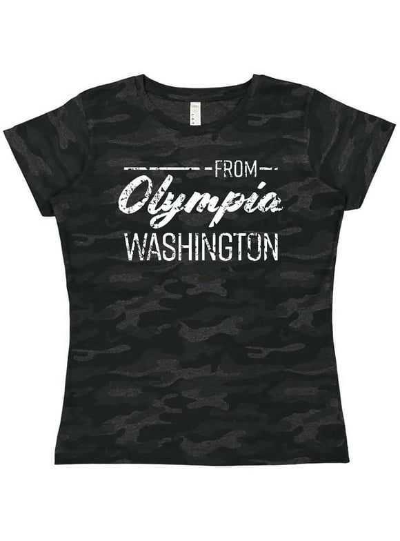 Inktastic From Olympia Washington in White Distressed Text Women's T-Shirt