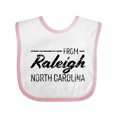 thumbnail image 1 of Inktastic From Raleigh North Carolina in Black Distressed Text Boys or Girls Baby Bib, 1 of 4
