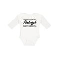 thumbnail image 1 of Inktastic From Raleigh North Carolina in Black Distressed Text Boys or Girls Long Sleeve Baby Bodysuit, 1 of 5