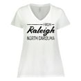 thumbnail image 1 of Inktastic From Raleigh North Carolina in Black Distressed Text Women's Plus Size V-Neck T-Shirt, 1 of 5