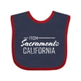 thumbnail image 1 of Inktastic From Sacramento California in White Distressed Text Boys or Girls Baby Bib, 1 of 4