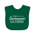 thumbnail image 1 of Inktastic From Sacramento California in White Distressed Text Boys or Girls Baby Bib, 1 of 4