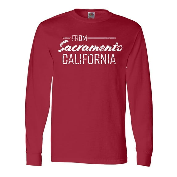 Inktastic From Sacramento California in White Distressed Text Long Sleeve T-Shirt