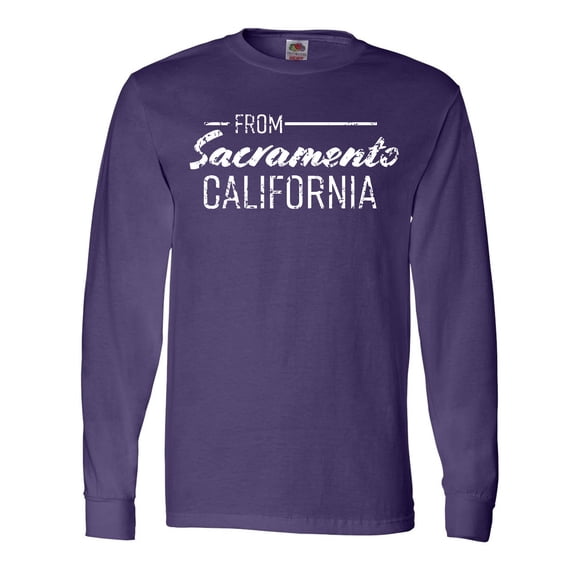 Inktastic From Sacramento California in White Distressed Text Long Sleeve T-Shirt