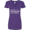 thumbnail image 1 of Inktastic From Sacramento California in White Distressed Text Women's V-Neck T-Shirt, 1 of 5