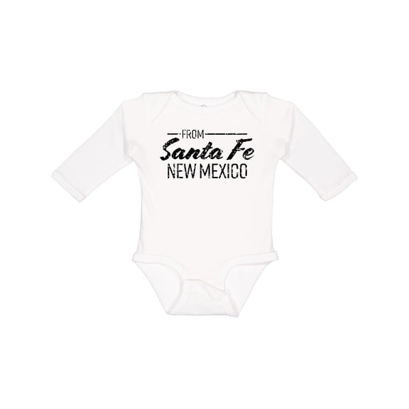 Inktastic From Santa Fe New Mexico in Black Distressed Text Boys or Girls Long Sleeve Baby Bodysuit