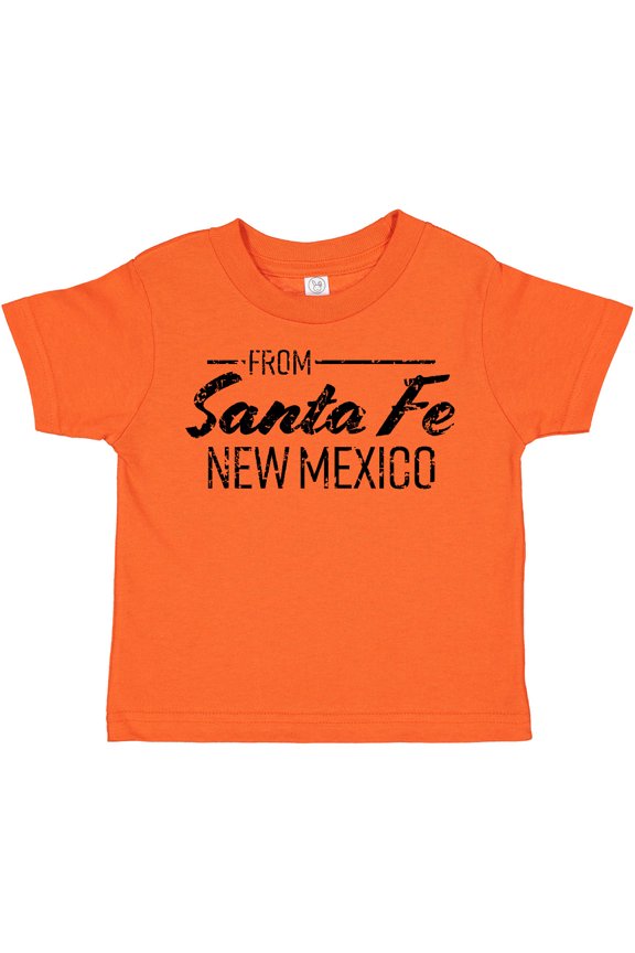 From Santa Fe New Mexico in Black Distressed Text Boys or Girls Toddler T-Shirt