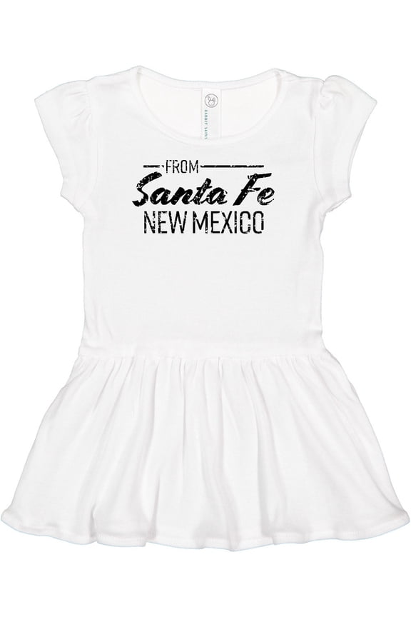 From Santa Fe New Mexico in Black Distressed Text Girls Baby Dress
