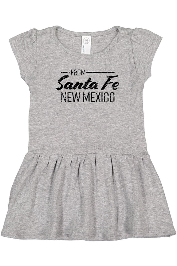 From Santa Fe New Mexico in Black Distressed Text Girls Toddler Dress
