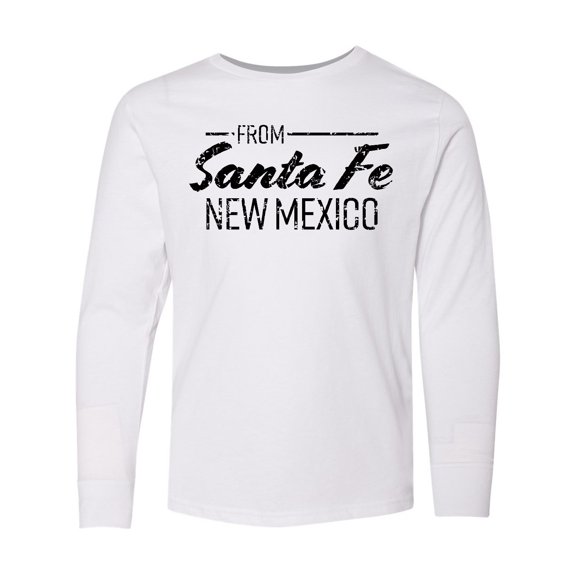 Inktastic From Santa Fe New Mexico in Black Distressed Text Long Sleeve Youth T-Shirt