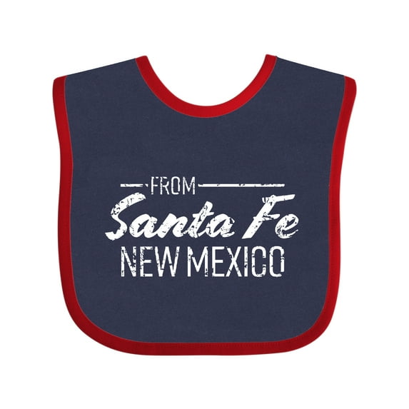 Inktastic From Santa Fe New Mexico in White Distressed Text Boys or Girls Baby Bib