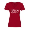 thumbnail image 1 of Inktastic From Santa Fe New Mexico in White Distressed Text Women's V-Neck T-Shirt, 1 of 5