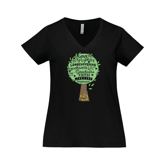 Inktastic Fruit of the Spirit Bible Quote Women's Plus Size V-Neck T-Shirt