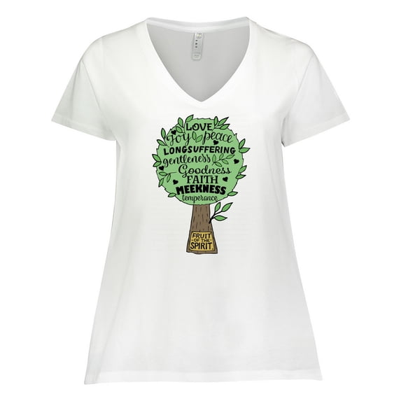 Inktastic Fruit of the Spirit Bible Quote Women's Plus Size V-Neck T-Shirt