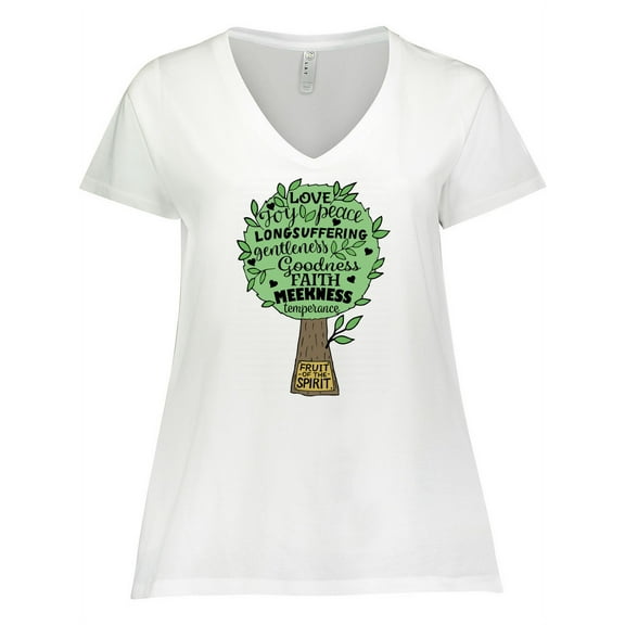 Inktastic Fruit of the Spirit Bible Quote Women's Plus Size V-Neck T-Shirt