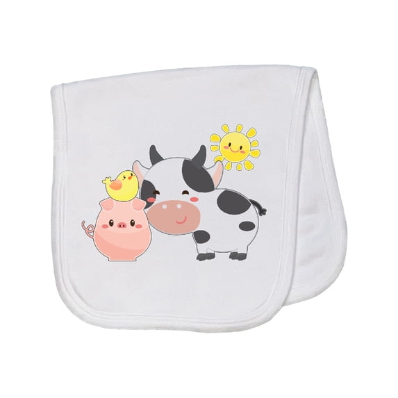 Inktastic Fun Farm Animals Cow, Pig, Chick Baby Burp Cloth