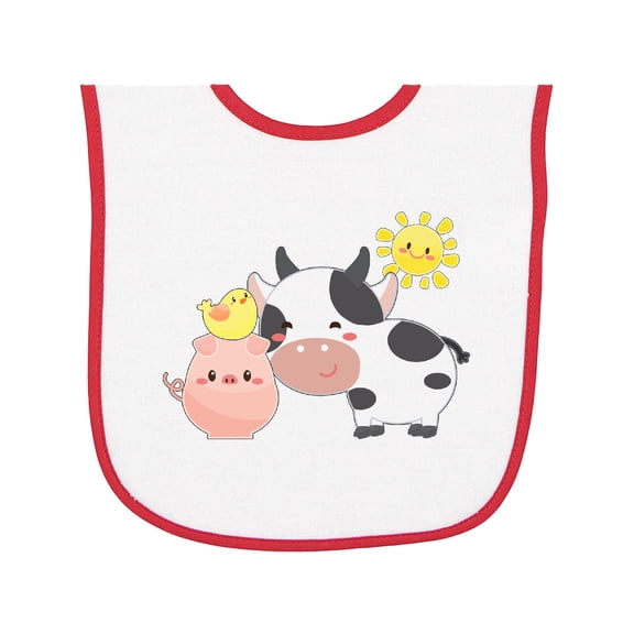 Inktastic Fun Farm Animals Cow, Pig, Chick Baby Terry Cloth Bib