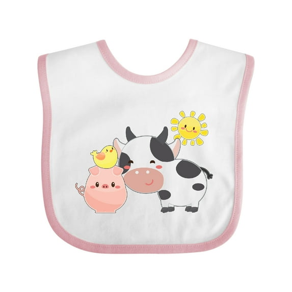 Inktastic Fun Farm Animals Cow, Pig, Chick Boys or Girls Baby Bib