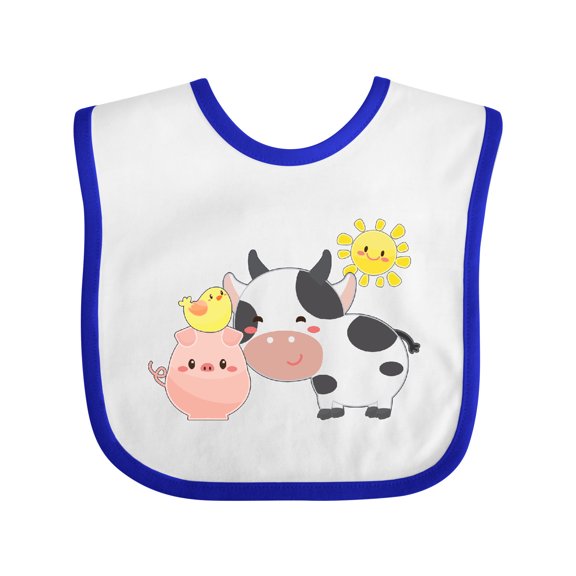 Inktastic Fun Farm Animals Cow, Pig, Chick Boys or Girls Baby Bib
